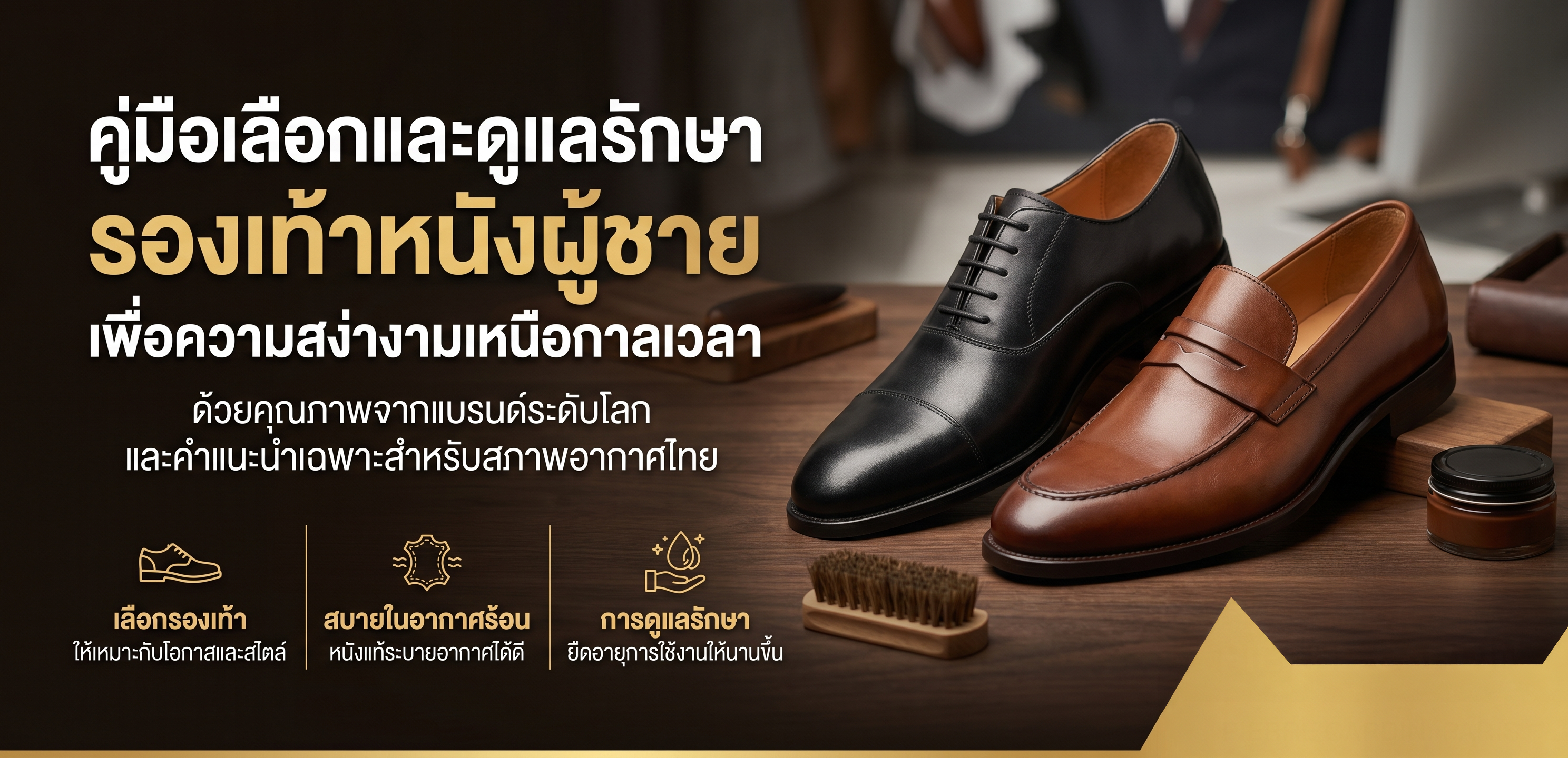 รองเท้าหนังผู้ชาย: คู่มือเลือกและดูแลรักษาเพื่อความสง่างาม