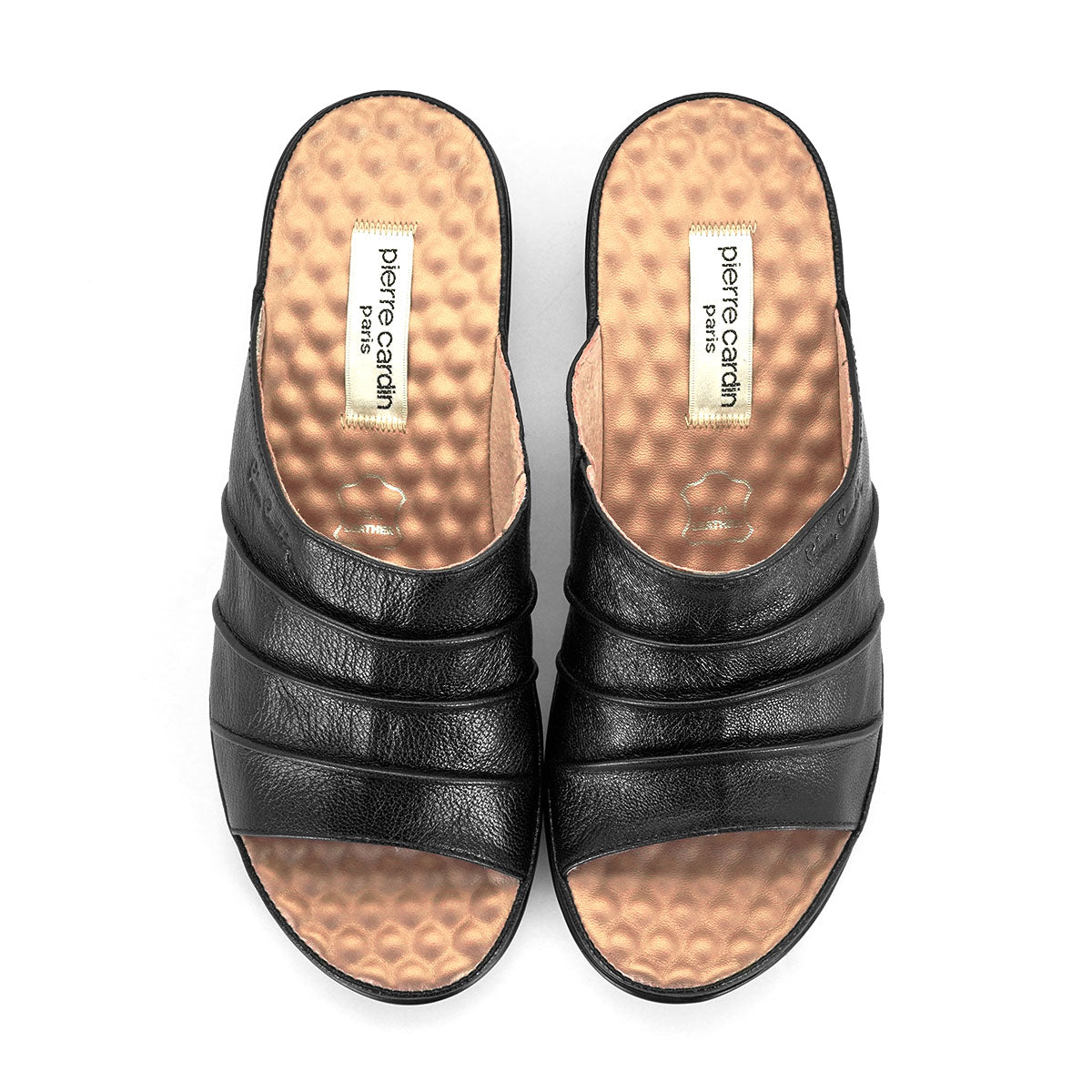 ស្បែកជើងនារី Pierre Cardin ស្បែកជើងប៉ាតា ស្បែកជើងផ្ទាត់ ទន់ស្រួលពាក់ ផលិតពីស្បែកសុទ្ធ ម៉ាក Berry Red ម៉ូឌែល 20SS230