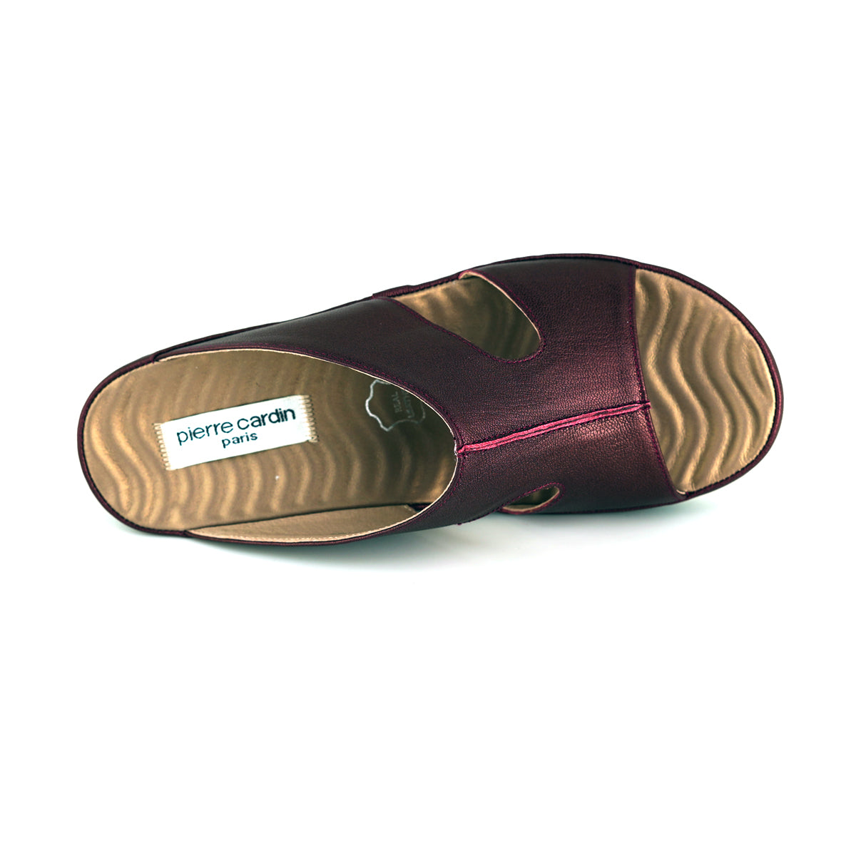 ស្បែកជើងនារី Pierre Cardin ស្បែកពិតប្រាកដ ទន់ស្រួលពាក់ ស្ទីលរអិល/មានខ្សែ ពណ៌ត្នោតខ្ចី ម៉ូដែល 21SS244