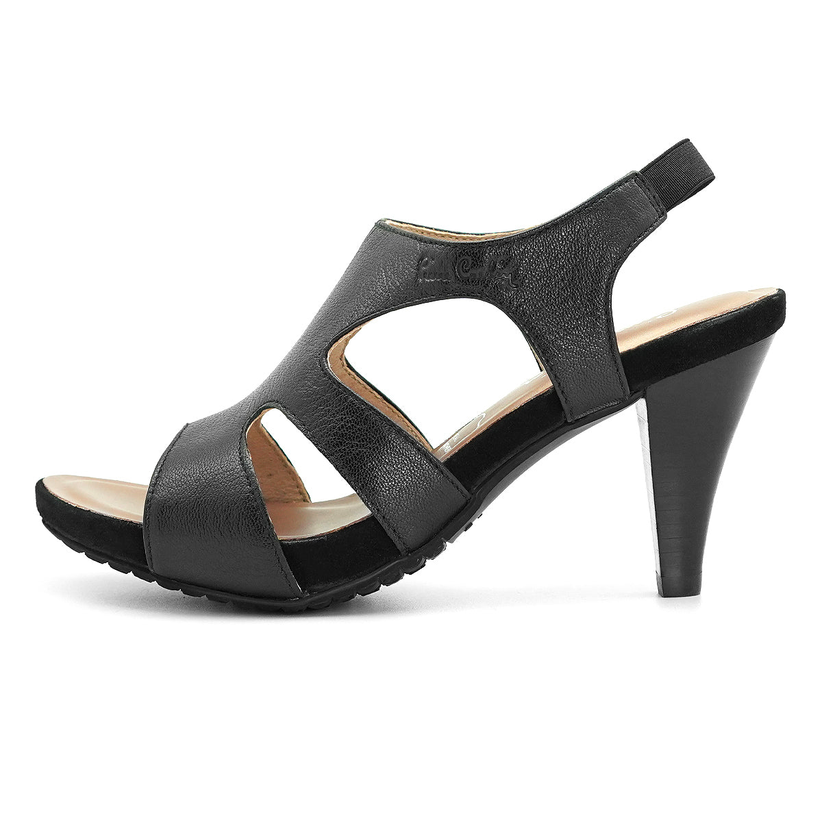 ស្បែកជើងកែងខ្ពស់របស់ស្ត្រី Pierre Cardin ទន់ស្រួលពាក់ ផលិតពីស្បែកពិតប្រាកដ ពណ៌សំរិទ្ធ-មាស ម៉ូដែល 21SS256