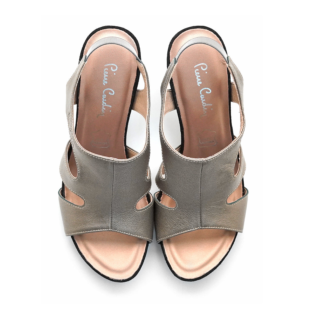 ស្បែកជើងកែងខ្ពស់របស់ស្ត្រី Pierre Cardin ទន់ស្រួលពាក់ ផលិតពីស្បែកពិតប្រាកដ ពណ៌សំរិទ្ធ-មាស ម៉ូដែល 21SS256