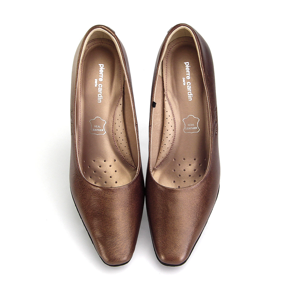 ស្បែកជើងកែងជើងនារី Pierre Cardin ទន់ស្រួលពាក់ ផលិតពីស្បែកសុទ្ធ សំរិទ្ធមាស ទំហំ 23WD314