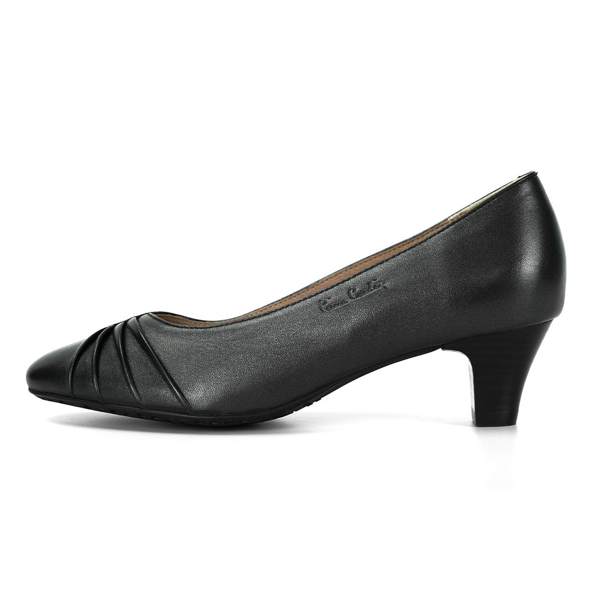 Pierre Cardin รองเท้าส้นกลาง Pump นุ่มสบาย ผลิตจากหนังแท้ สีบรอนซ์ทอง ไซส์ | High-heels Shoes - 23WD327