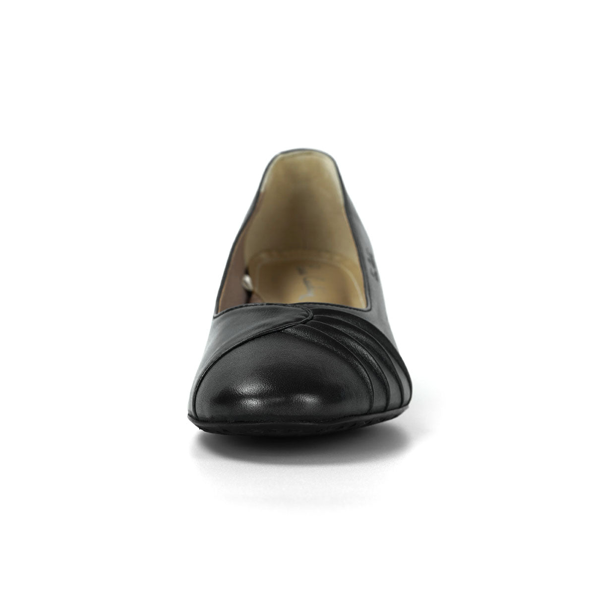 Pierre Cardin รองเท้าส้นกลาง Pump นุ่มสบาย ผลิตจากหนังแท้ สีบรอนซ์ทอง ไซส์ | High-heels Shoes - 23WD327