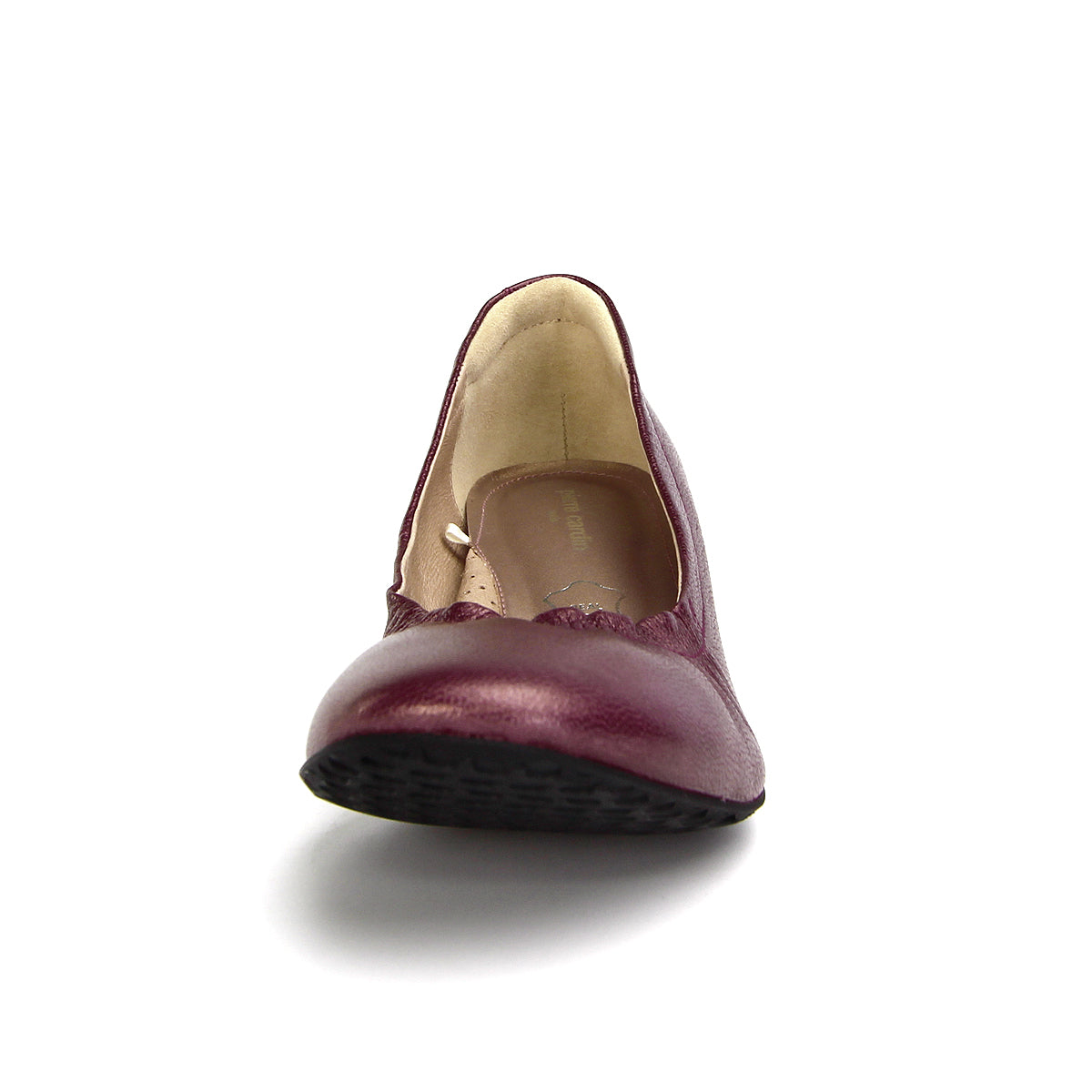 ស្បែកជើងនារី Pierre Cardin កែងជើងខ្ពស់បូមទឹក ទន់ស្រួលពាក់ ផលិតពីស្បែកសុទ្ធ ខ្មៅរលោង ម៉ូដែល 24SD323