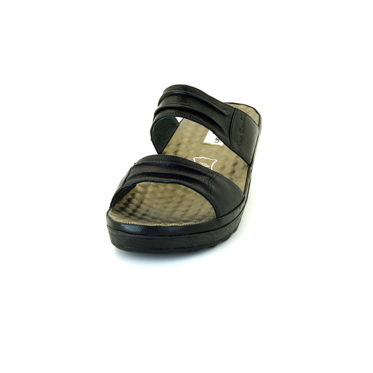 ស្បែកជើងនារី Pierre Cardin ស្បែកជើងប៉ាតា ស្បែកជើងផ្ទាត់ ទន់ស្រួលពាក់ ផលិតពីស្បែកសុទ្ធ ពណ៌ខ្មៅ ម៉ូឌែល 24SS342