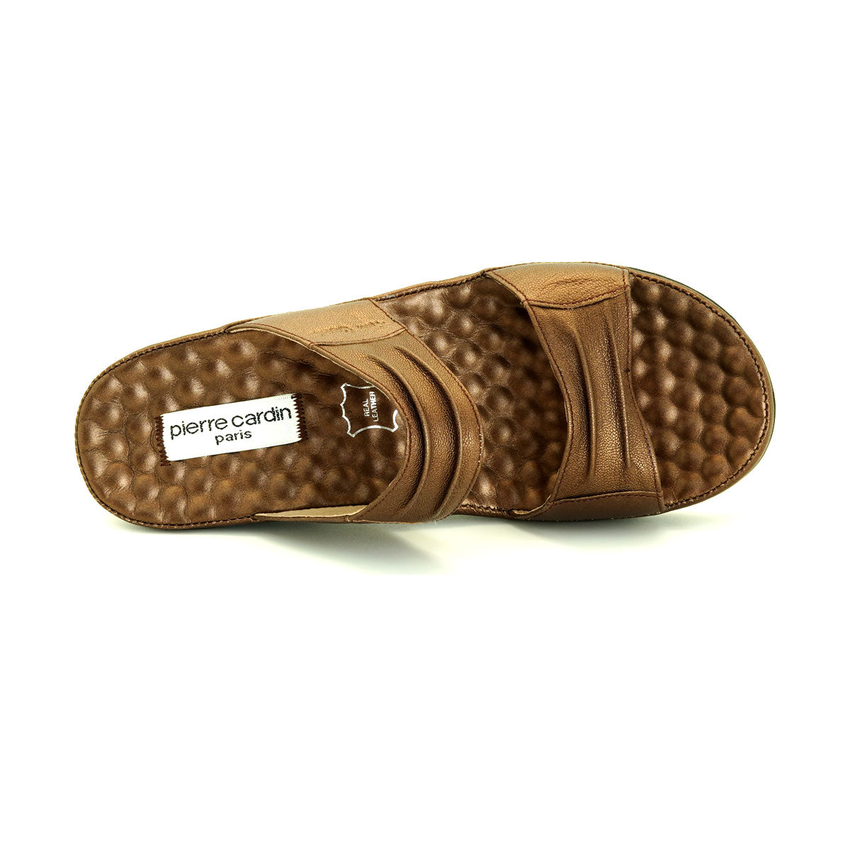 ស្បែកជើងនារី Pierre Cardin ស្បែកជើងប៉ាតា ស្បែកជើងផ្ទាត់ ទន់ស្រួលពាក់ ផលិតពីស្បែកសុទ្ធ ពណ៌ខ្មៅ ម៉ូឌែល 24SS342