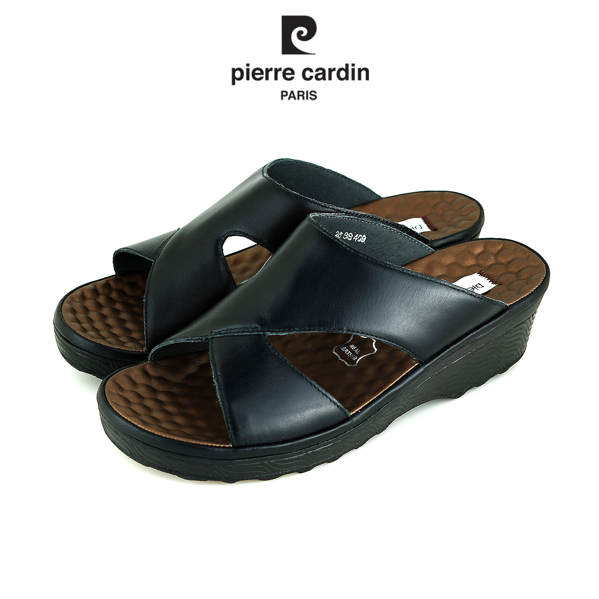 ស្បែកជើងនារី Pierre Cardin ស្បែកសុទ្ធ ទន់ស្រួលពាក់ មានខ្សែរ ពណ៌ស ម៉ូដែល 26SS409