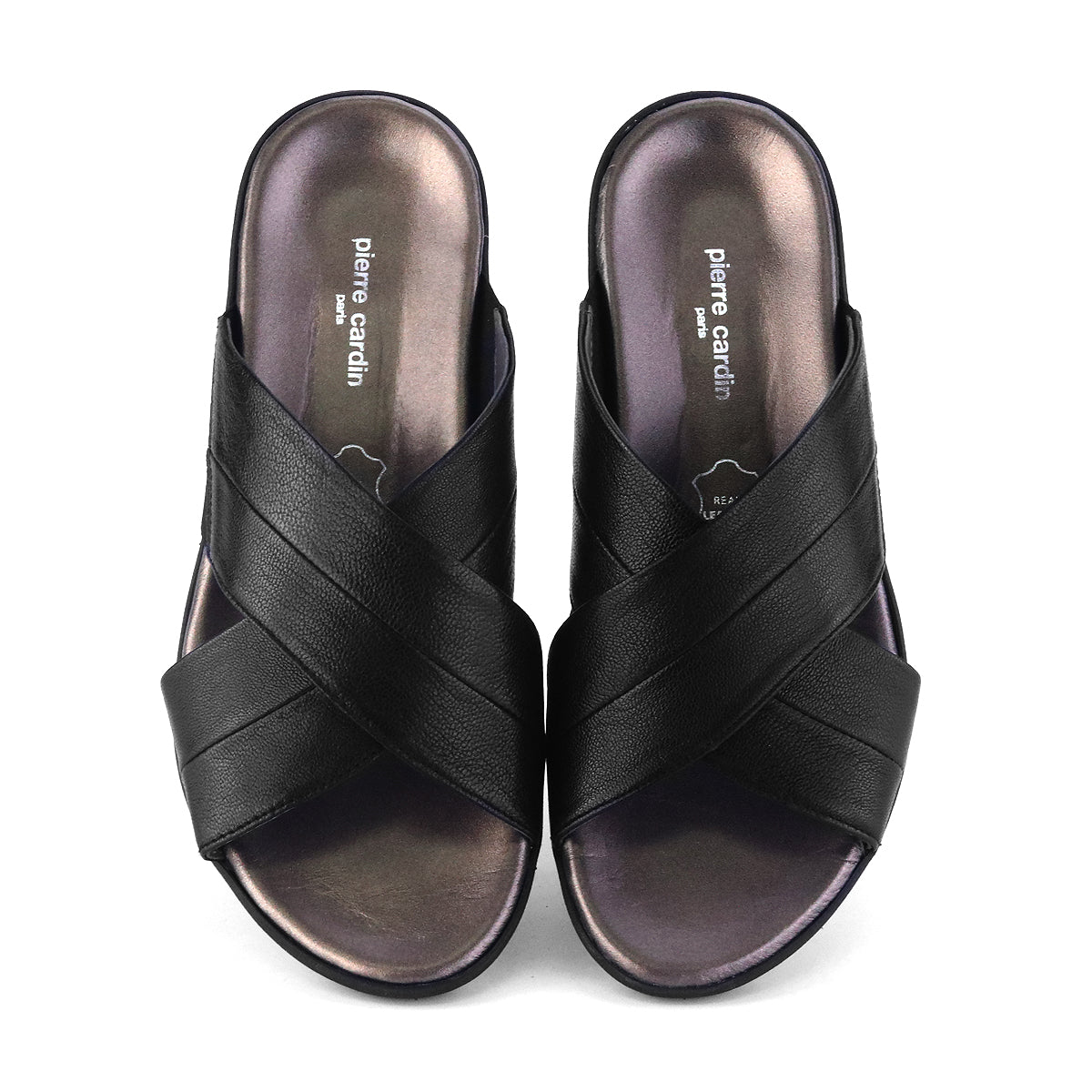 รองเท้าแตะผู้หญิง Pierre Cardin รองเท้าหนังแท้ ดีไซน์สายคาดไขว้ สวมใส่สบาย รุ่น 27SS437