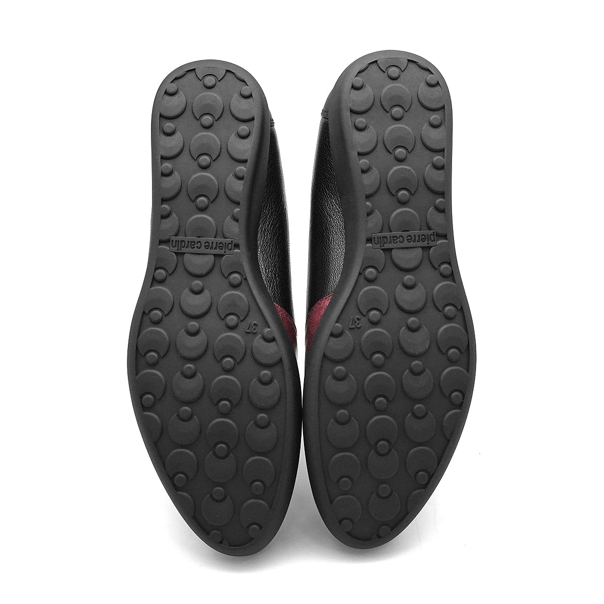 ស្បែកជើងសំប៉ែតនារី Pierre Cardin ទន់ស្រួលពាក់ ផលិតពីស្បែកសុទ្ធ ពណ៌ខ្មៅ ម៉ូដែល 27WC455