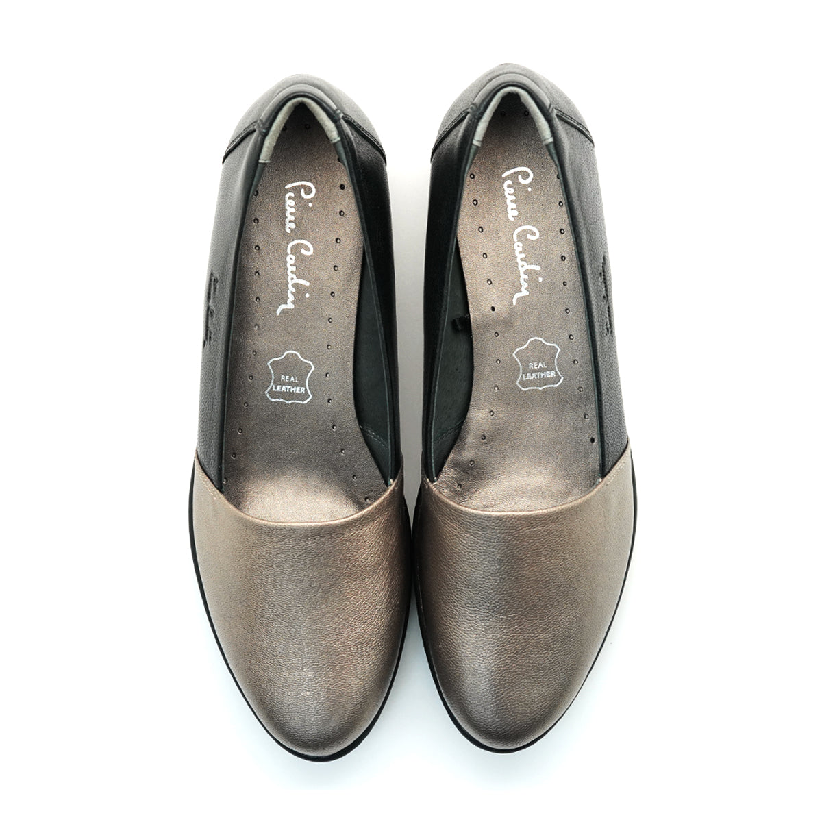 ស្បែកជើងសំប៉ែតនារី Pierre Cardin ទន់ស្រួលពាក់ ផលិតពីស្បែកសុទ្ធ ពណ៌ខ្មៅ ម៉ូដែល 27WC455