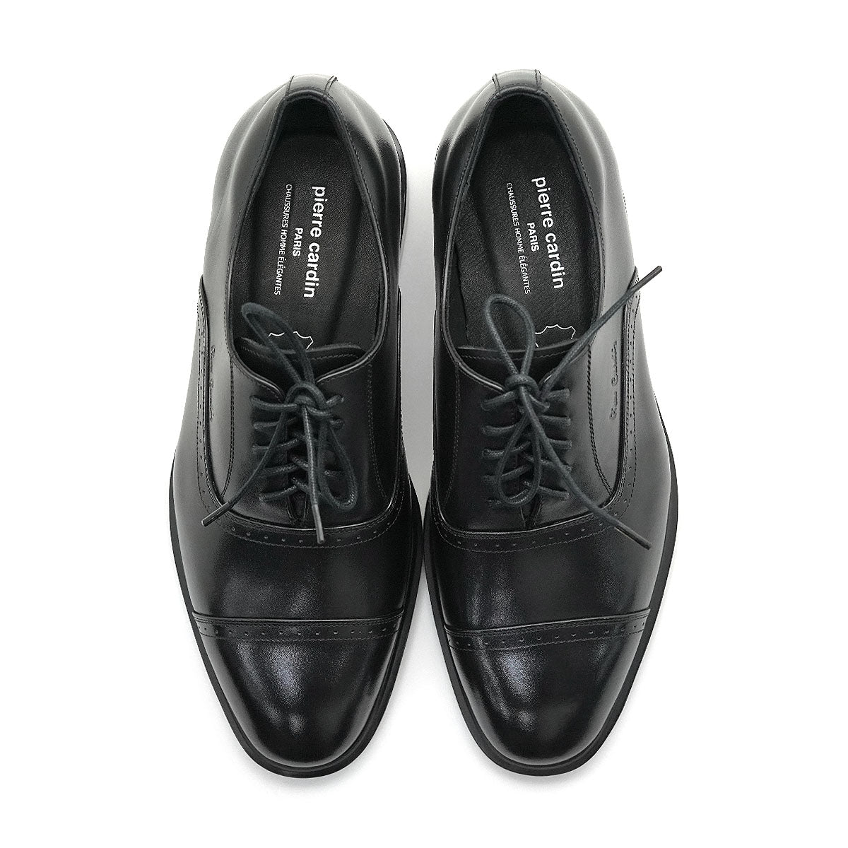 ស្បែកជើងបុរស Pierre Cardin ស្បែកជើងស្បែកក្រណាត់ ទន់ស្រួលពាក់ ផលិតពីស្បែកខ្មៅពិត ម៉ូដែល 80TD122