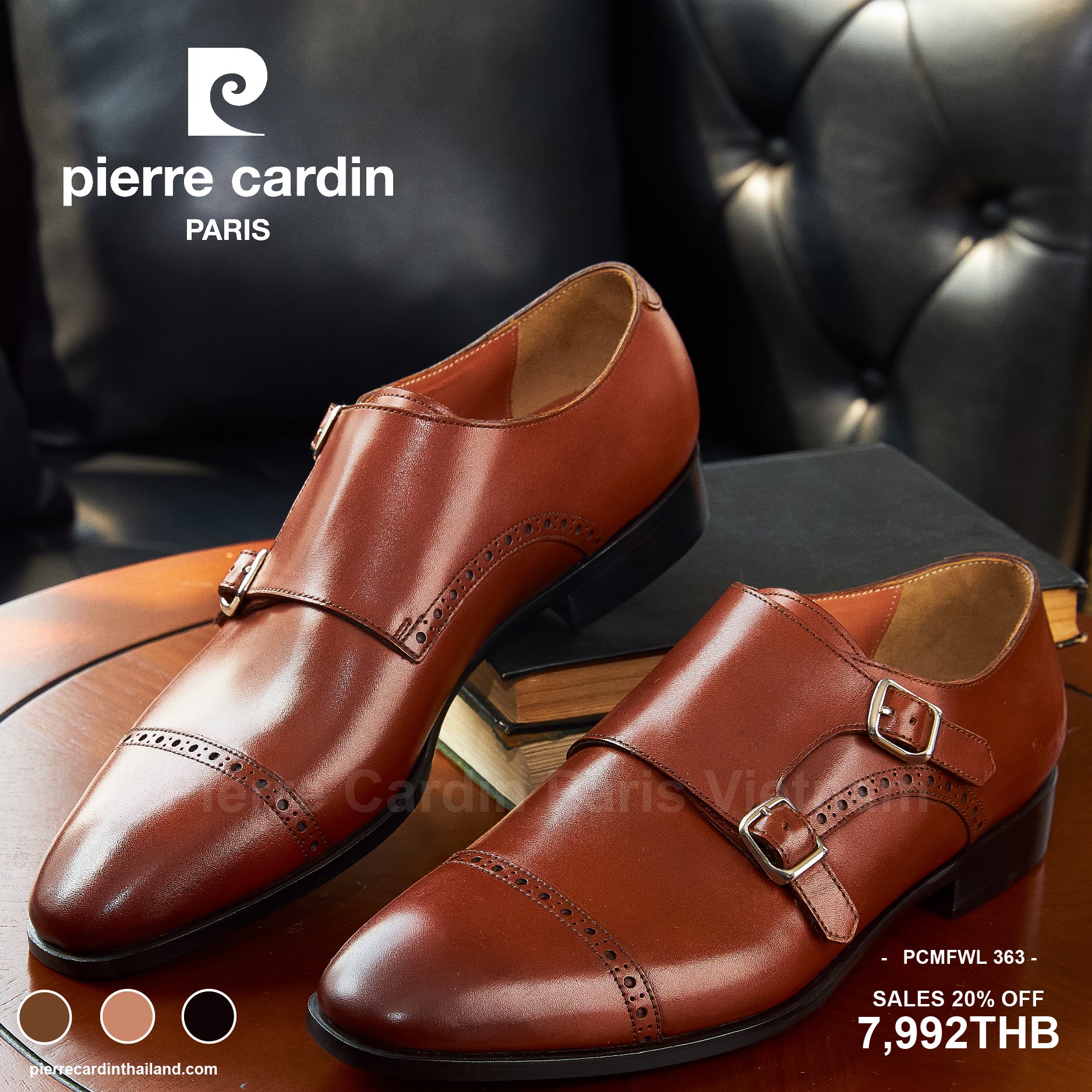 ស្បែកជើងស្បែកបុរស Pierre Cardin Premium Double Monkstrap - PCMFWLH 363