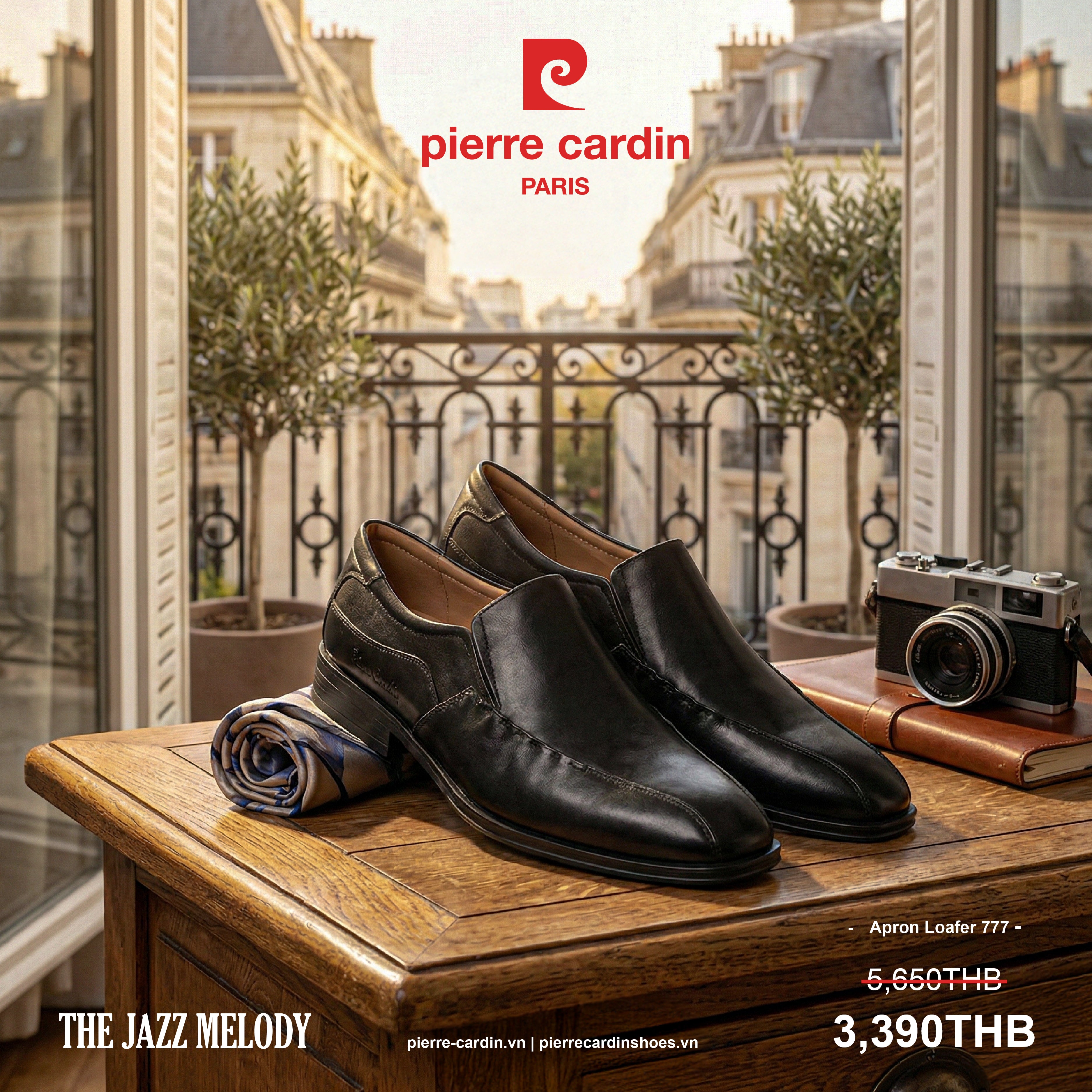 รองเท้าหนังสลิปออนผู้ชาย Pierre Cardin หนังวัวแท้พรีเมียม พื้นยางกันลื่น รุ่น 777