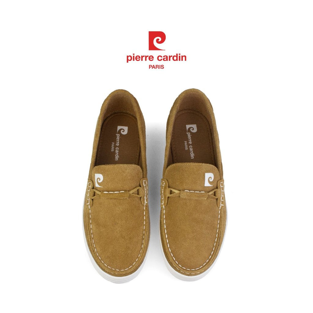 รองเท้าหนัง Loafer ผู้ชาย Pierre Cardin ฝรั่งเศส หนังกลับพรีเมียม พื้นยางกันลื่น ดีไซน์โลโก้ตัว P รุ่น 908