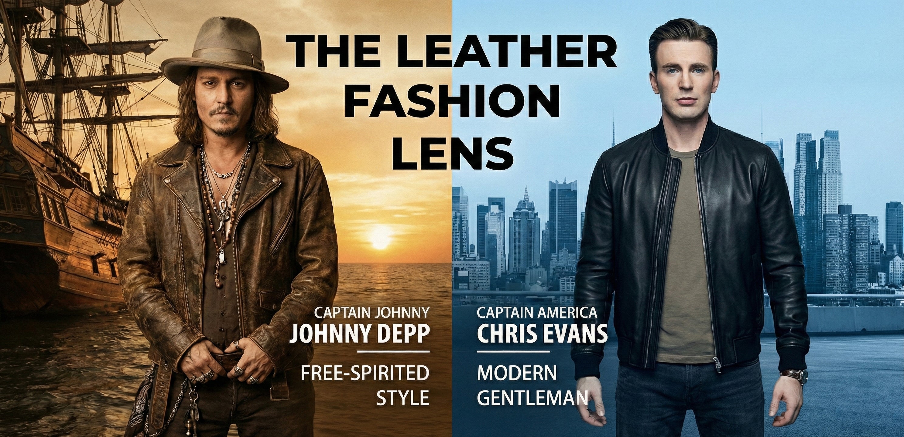 เลนส์แฟชั่นเครื่องหนัง | กัปตัน Johnny Depp & กัปตันอเมริกา Chris Evans