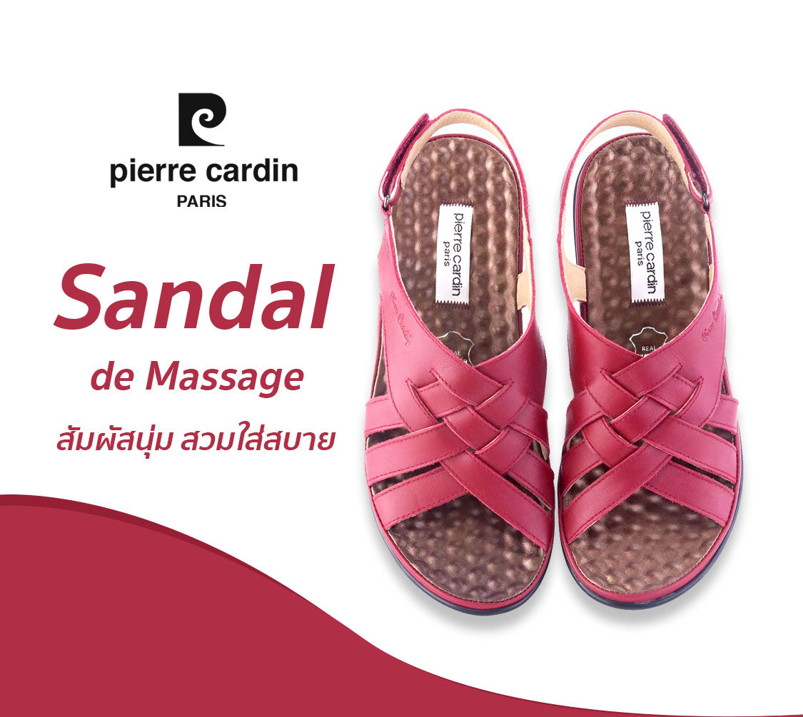 ស្បែកជើងនារី Pierre Cardin ស្បែកជើងធម្មតារបស់ស្ត្រី ស្បែកជើងកែងជើងរាបស្មើ ទន់ស្រួលពាក់ ផលិតពីស្បែកពិតប្រាកដ ពណ៌ក្រហម ទំហំ 36 37 38 39 40 ម៉ូដែល 27WS445 