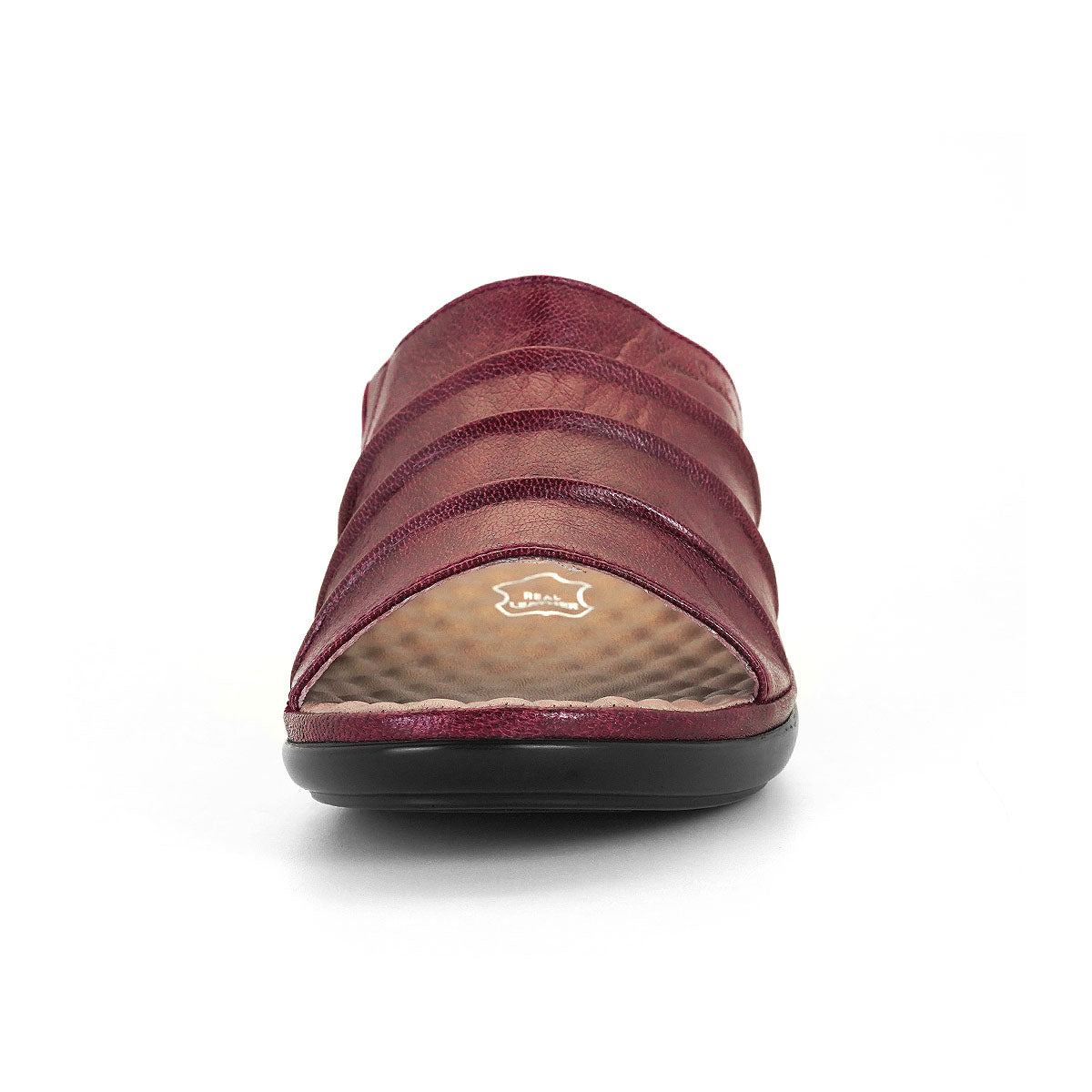 ស្បែកជើងនារី Pierre Cardin ស្បែកជើងប៉ាតា ស្បែកជើងផ្ទាត់ ទន់ស្រួលពាក់ ផលិតពីស្បែកសុទ្ធ ម៉ាក Berry Red ម៉ូឌែល 20SS230 