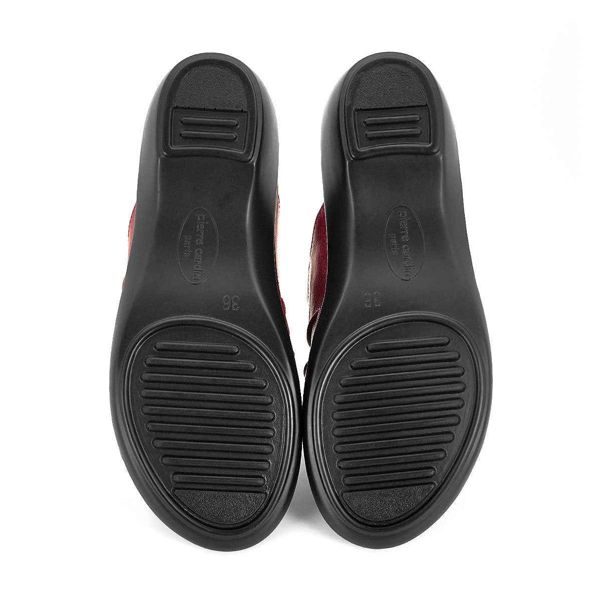 ស្បែកជើងនារី Pierre Cardin ស្បែកជើងប៉ាតា ស្បែកជើងផ្ទាត់ ទន់ស្រួលពាក់ ផលិតពីស្បែកសុទ្ធ ម៉ាក Berry Red ម៉ូឌែល 20SS230 