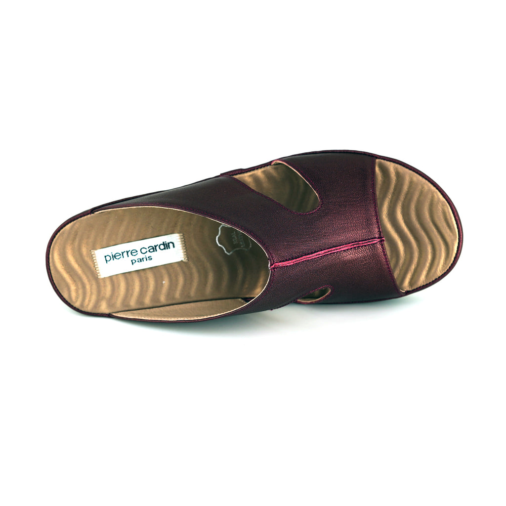 ស្បែកជើងនារី Pierre Cardin ស្បែកពិតប្រាកដ ទន់ស្រួលពាក់ ស្ទីលរអិល/មានខ្សែ ពណ៌ត្នោតខ្ចី ម៉ូដែល 21SS244 
