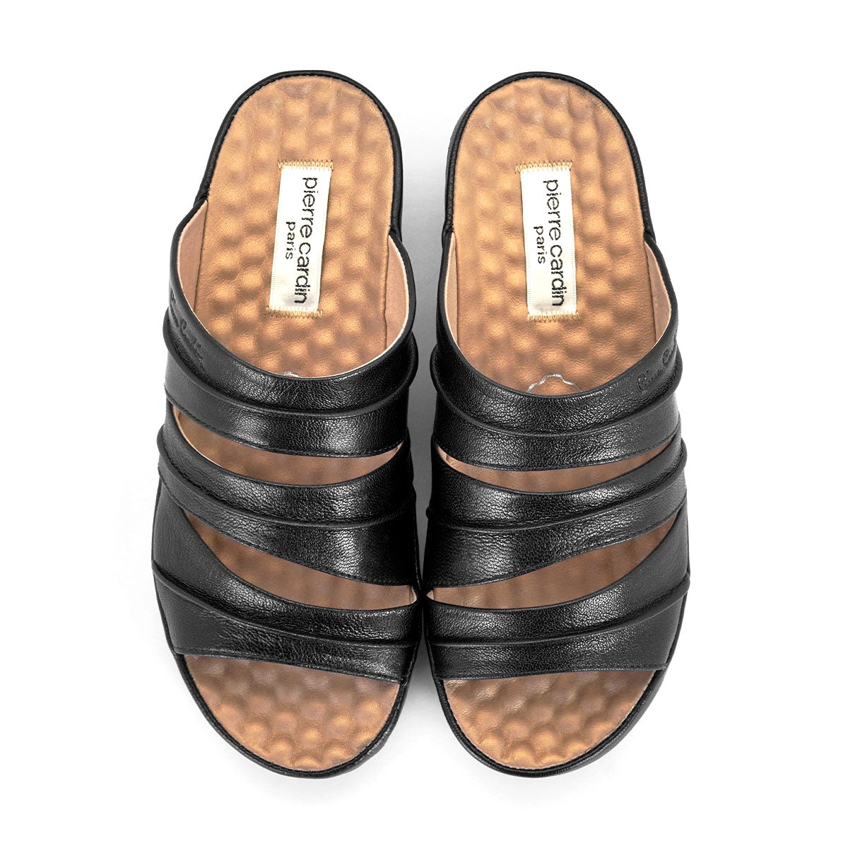 ស្បែកជើងនារី Pierre Cardin ស្បែកជើងប៉ាតា ស្បែកជើងផ្ទាត់ ទន់ស្រួលពាក់ ផលិតពីស្បែកសុទ្ធ ពណ៌ត្នោត ម៉ូដែល 22SS254 