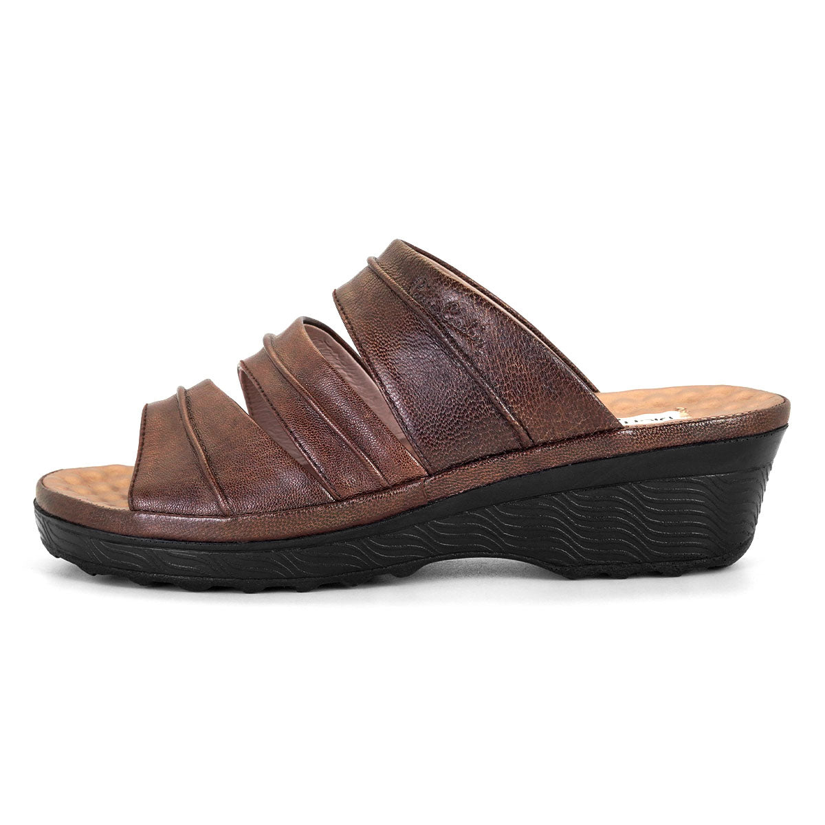 ស្បែកជើងនារី Pierre Cardin ស្បែកជើងប៉ាតា ស្បែកជើងផ្ទាត់ ទន់ស្រួលពាក់ ផលិតពីស្បែកសុទ្ធ ពណ៌ត្នោត ម៉ូដែល 22SS254 