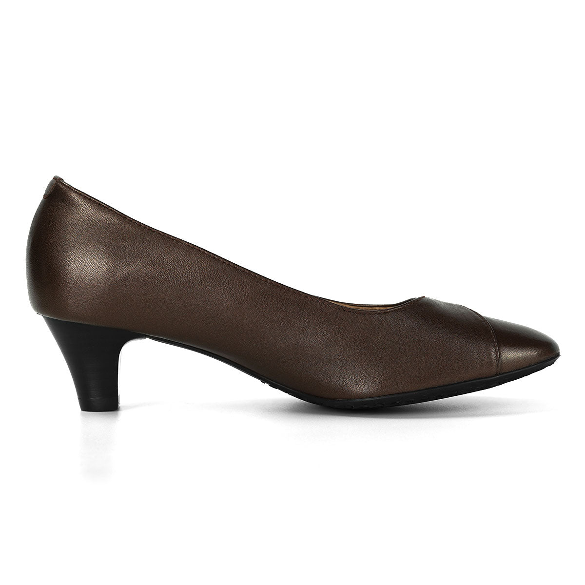 Pierre Cardin รองเท้าส้นกลาง Pump นุ่มสบาย ผลิตจากหนังแท้ สีบรอนซ์ทอง ไซส์ | High-heels Shoes - 23WD327