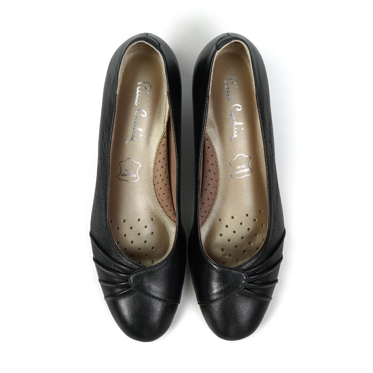 Pierre Cardin รองเท้าส้นกลาง Pump นุ่มสบาย ผลิตจากหนังแท้ สีบรอนซ์ทอง ไซส์ | High-heels Shoes - 23WD327