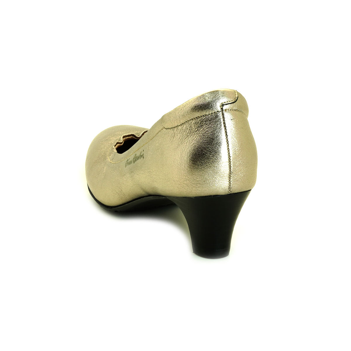 ស្បែកជើងនារី Pierre Cardin កែងជើងខ្ពស់បូមទឹក ទន់ស្រួលពាក់ ផលិតពីស្បែកសុទ្ធ ខ្មៅរលោង ម៉ូដែល 24SD323 