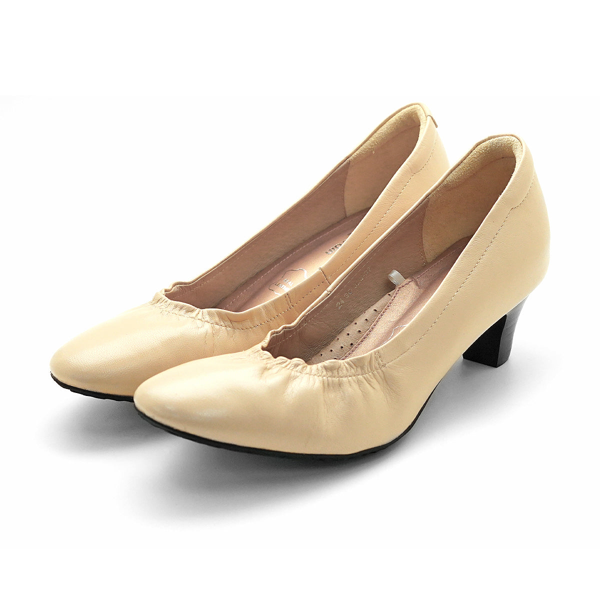 ស្បែកជើងនារី Pierre Cardin កែងជើងខ្ពស់បូមទឹក ទន់ស្រួលពាក់ ផលិតពីស្បែកសុទ្ធ ខ្មៅរលោង ម៉ូដែល 24SD323 