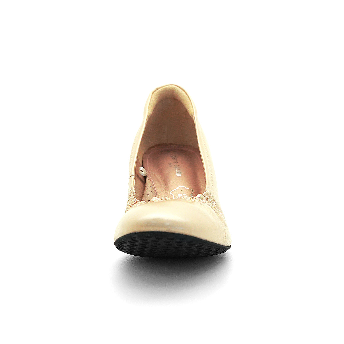 ស្បែកជើងនារី Pierre Cardin កែងជើងខ្ពស់បូមទឹក ទន់ស្រួលពាក់ ផលិតពីស្បែកសុទ្ធ ខ្មៅរលោង ម៉ូដែល 24SD323 