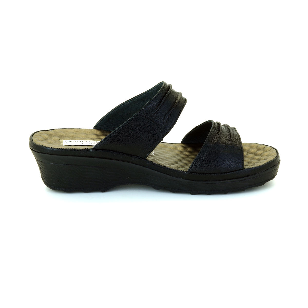 ស្បែកជើងនារី Pierre Cardin ស្បែកជើងប៉ាតា ស្បែកជើងផ្ទាត់ ទន់ស្រួលពាក់ ផលិតពីស្បែកសុទ្ធ ពណ៌ខ្មៅ ម៉ូឌែល 24SS342 