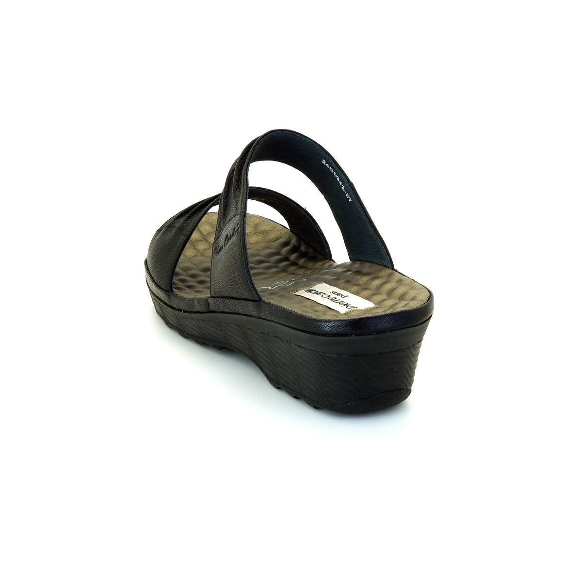 ស្បែកជើងនារី Pierre Cardin ស្បែកជើងប៉ាតា ស្បែកជើងផ្ទាត់ ទន់ស្រួលពាក់ ផលិតពីស្បែកសុទ្ធ ពណ៌ខ្មៅ ម៉ូឌែល 24SS342 