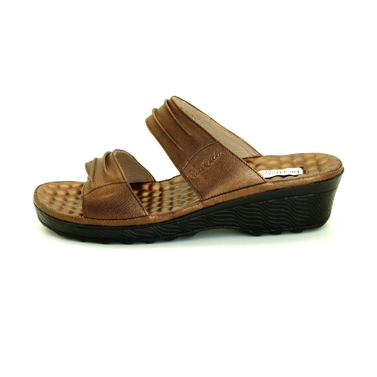 ស្បែកជើងនារី Pierre Cardin ស្បែកជើងប៉ាតា ស្បែកជើងផ្ទាត់ ទន់ស្រួលពាក់ ផលិតពីស្បែកសុទ្ធ ពណ៌ខ្មៅ ម៉ូឌែល 24SS342 