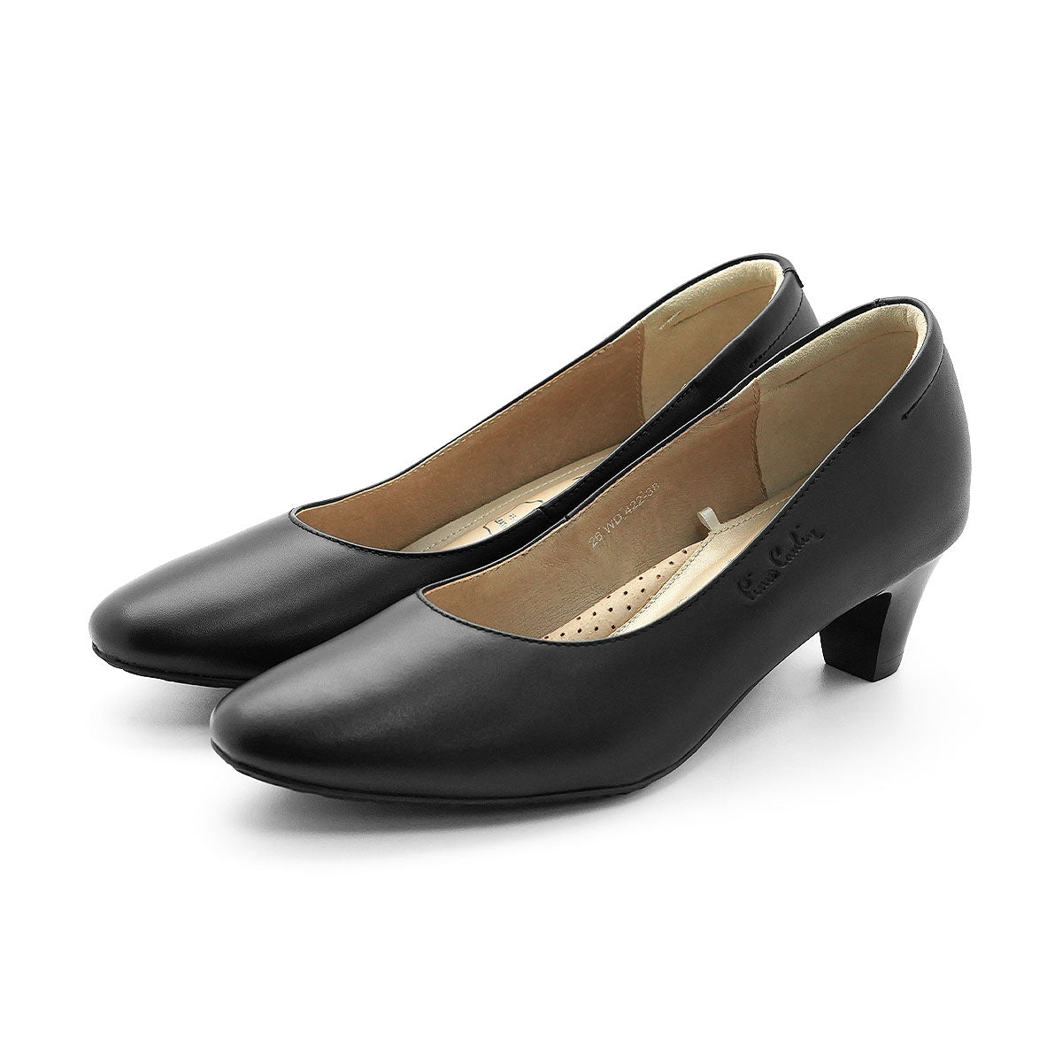 ស្បែកជើងកែងខ្ពស់របស់ស្ត្រី Pierre Cardin ទន់ស្រួលពាក់ ផលិតពីស្បែកសុទ្ធ ពណ៌ខ្មៅ ម៉ូដែល 26WD422 