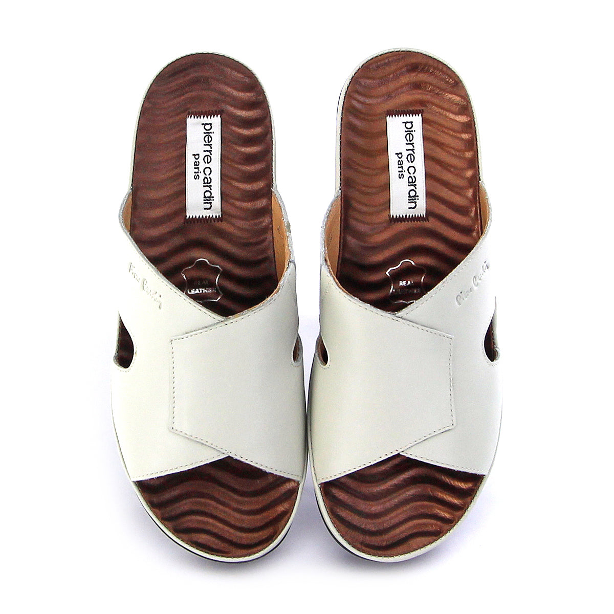 [Size 36-41] Pierre Cardin รองเท้าผู้หญิง รองเท้าแตะ ส้นแบน นุ่มสบาย ผลิตจากหนังแท้ สีดำ รุ่น 26WS413