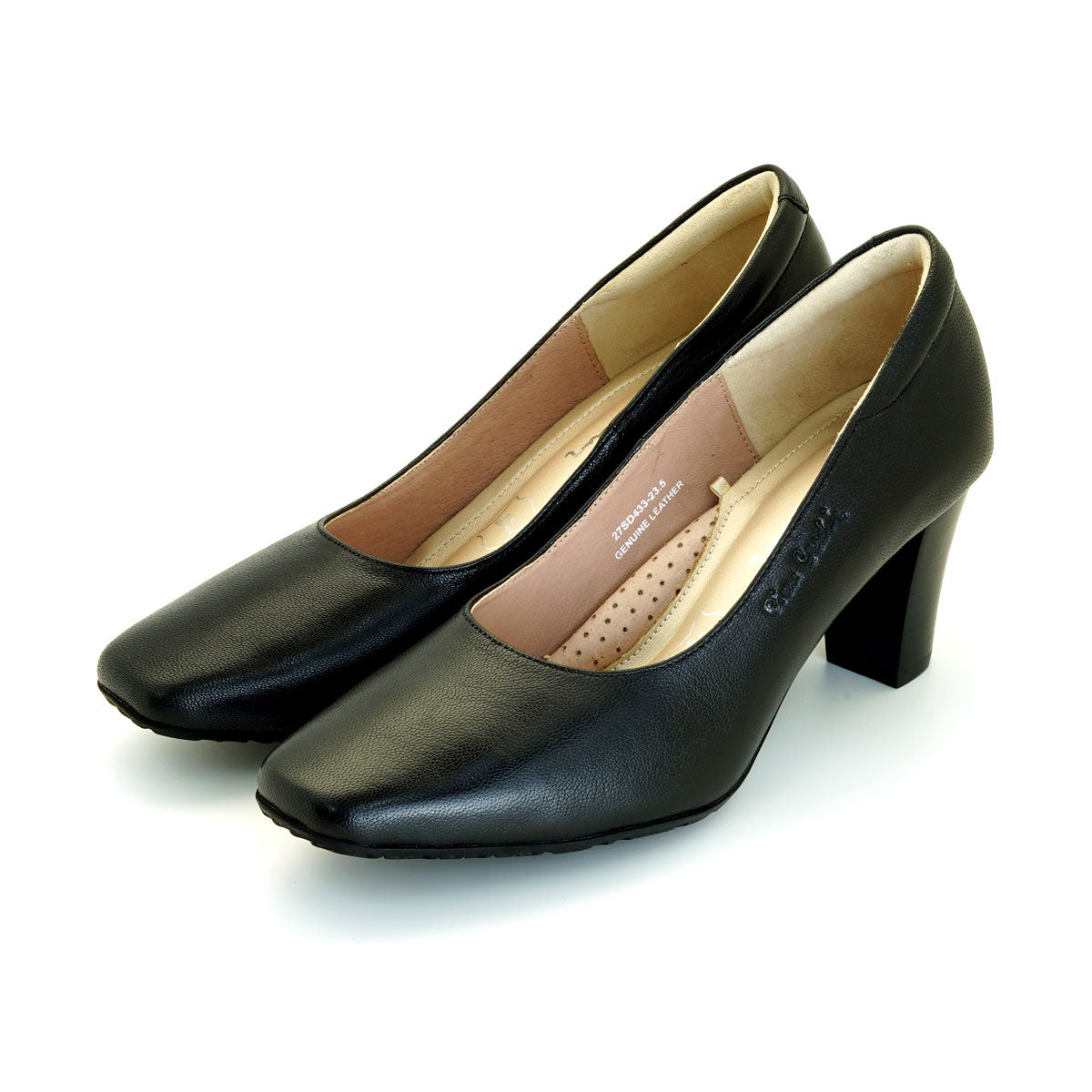 ស្បែកជើងនារី Pierre Cardin កែងខ្ពស់ បូមទឹក ទន់ស្រួលពាក់ ផលិតពីស្បែកសុទ្ធ ខ្មៅ ទំហំ 36, 37, 38, 39, 40 ម៉ូដែល 27SD433 