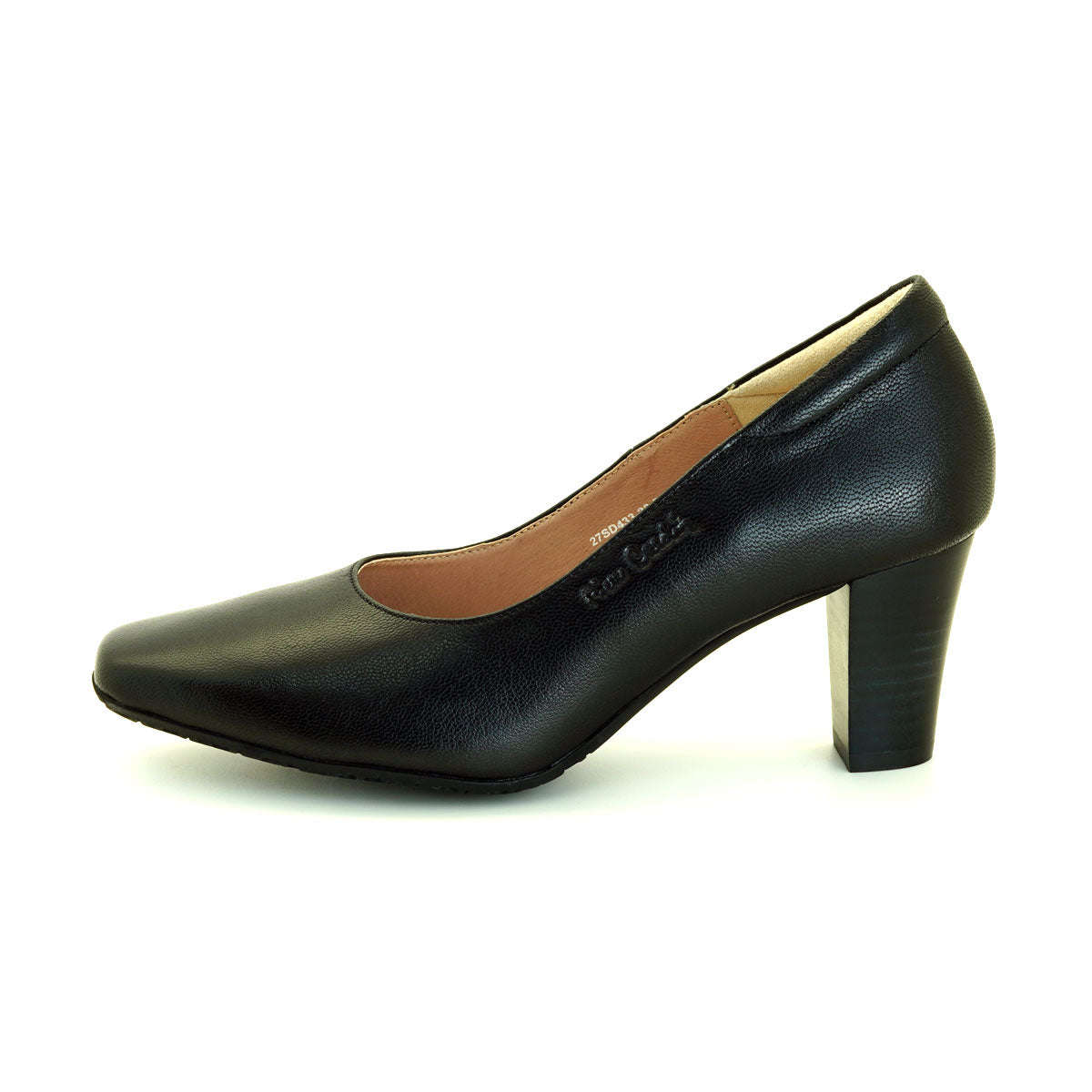 ស្បែកជើងនារី Pierre Cardin កែងខ្ពស់ បូមទឹក ទន់ស្រួលពាក់ ផលិតពីស្បែកសុទ្ធ ខ្មៅ ទំហំ 36, 37, 38, 39, 40 ម៉ូដែល 27SD433 