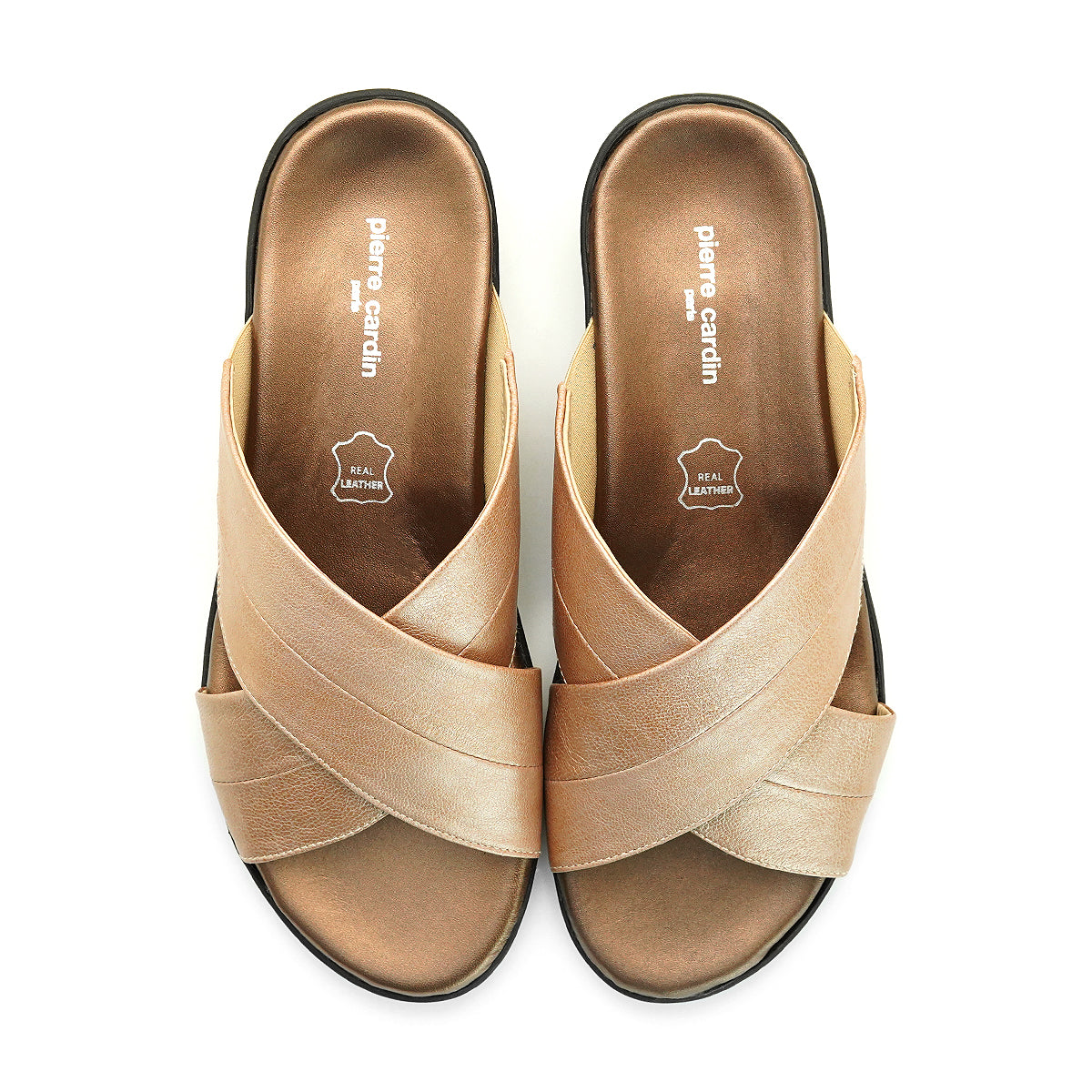 รองเท้าแตะผู้หญิง Pierre Cardin รองเท้าหนังแท้ ดีไซน์สายคาดไขว้ สวมใส่สบาย รุ่น 27SS437