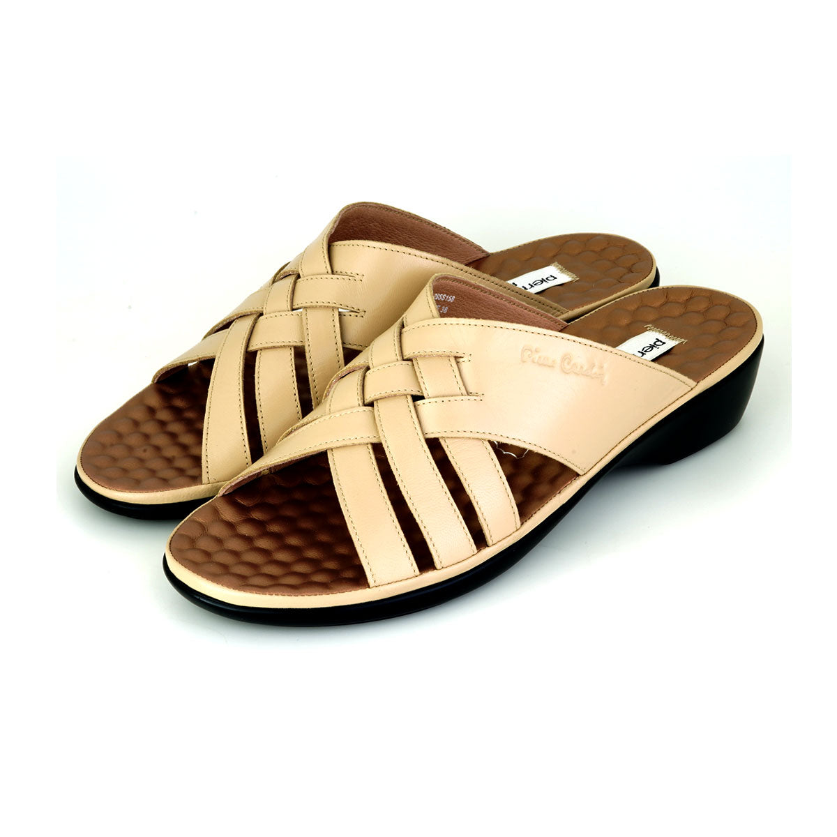 ស្បែកជើងនារី Pierre Cardin ស្បែកជើងកវែងនារី ស្បែកជើងកែងជើងរាបស្មើ ទន់ស្រួលពាក់ ផលិតពីស្បែកពិត ទំហំ 28SS158 