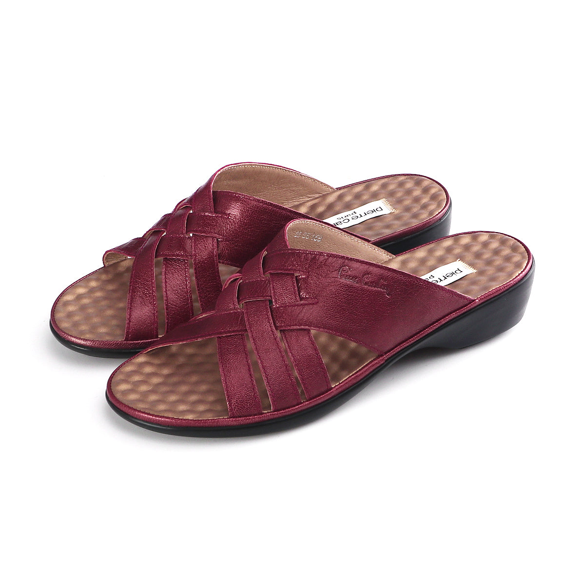 ស្បែកជើងនារី Pierre Cardin ស្បែកជើងកវែងនារី ស្បែកជើងកែងជើងរាបស្មើ ទន់ស្រួលពាក់ ផលិតពីស្បែកពិត ទំហំ 28SS158 