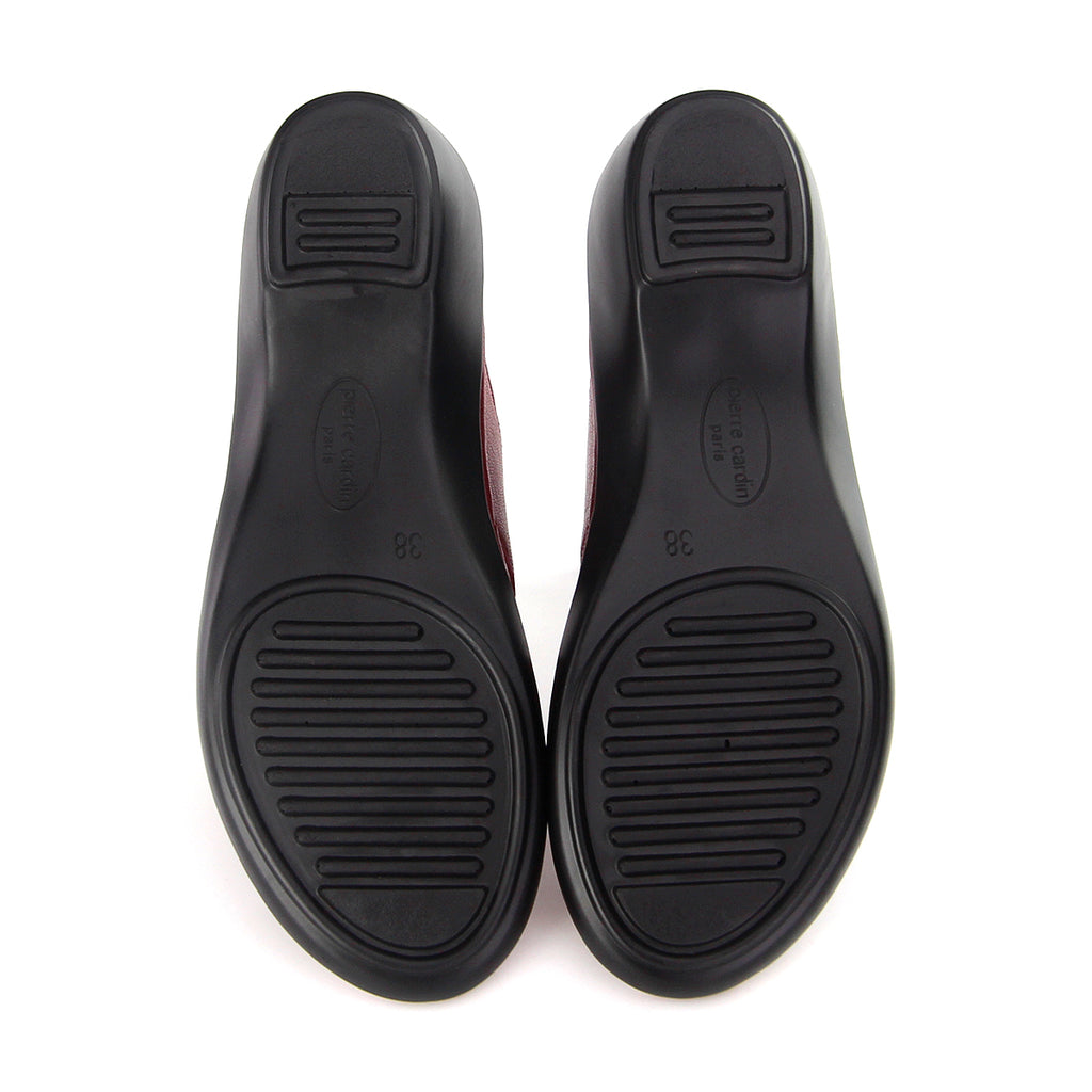 ស្បែកជើងនារី Pierre Cardin ស្បែកជើងកវែងនារី ស្បែកជើងកែងជើងរាបស្មើ ទន់ស្រួលពាក់ ផលិតពីស្បែកពិត ទំហំ 28SS158 