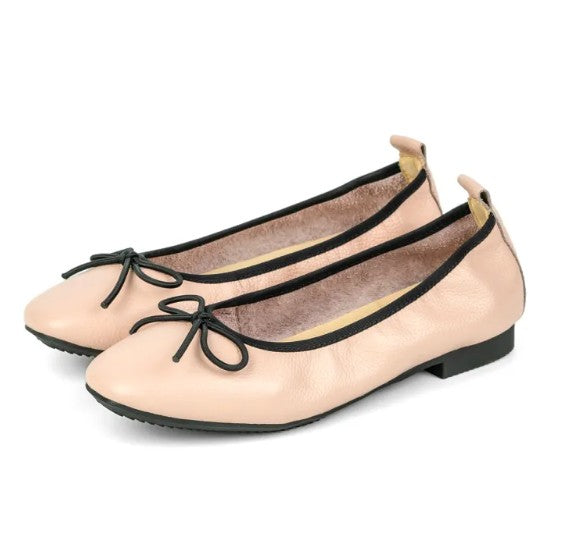 ស្បែកជើងនារី Pierre Cardin ស្បែកជើងសំប៉ែត ស្បែកជើងរាំរបាំបាឡេ ទន់ស្រួលពាក់ ផលិតពីស្បែកពិតប្រាកដ ម៉ូដែល 52AD145 