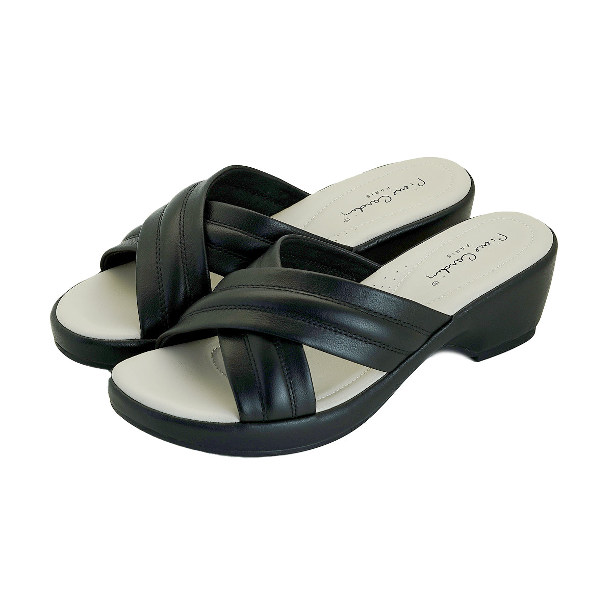 ស្បែកជើងនារី Pierre Cardin ស្បែកជើងប៉ាតាសុខភាព ទន់ស្រួលពាក់ ផលិតពីស្បែកសុទ្ធ ប្រផេះ ម៉ូដែល 53BS151 