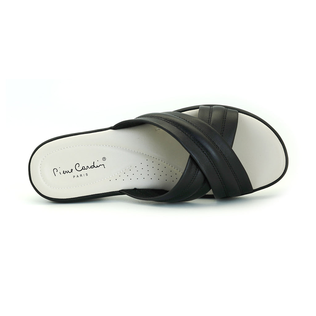 ស្បែកជើងនារី Pierre Cardin ស្បែកជើងប៉ាតាសុខភាព ទន់ស្រួលពាក់ ផលិតពីស្បែកសុទ្ធ ប្រផេះ ម៉ូដែល 53BS151 