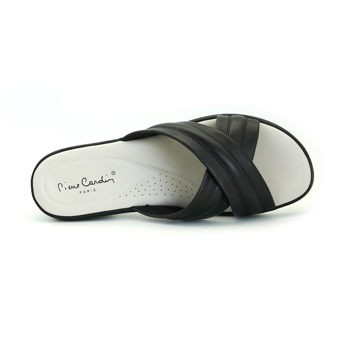 ស្បែកជើងនារី Pierre Cardin ស្បែកជើងប៉ាតាសុខភាព ទន់ស្រួលពាក់ ផលិតពីស្បែកសុទ្ធ ប្រផេះ ម៉ូដែល 53BS151 