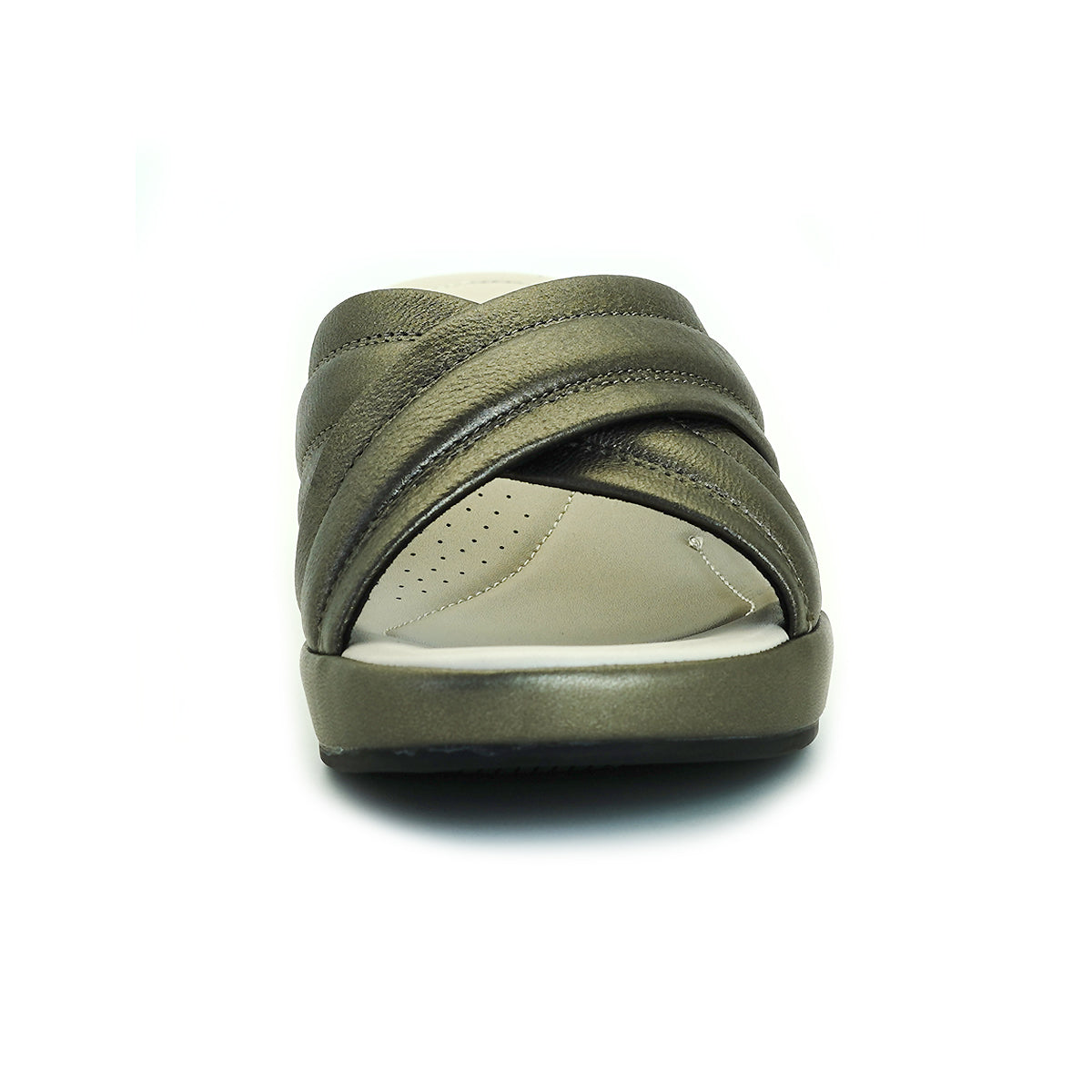 ស្បែកជើងនារី Pierre Cardin ស្បែកជើងប៉ាតាសុខភាព ទន់ស្រួលពាក់ ផលិតពីស្បែកសុទ្ធ ប្រផេះ ម៉ូដែល 53BS151 