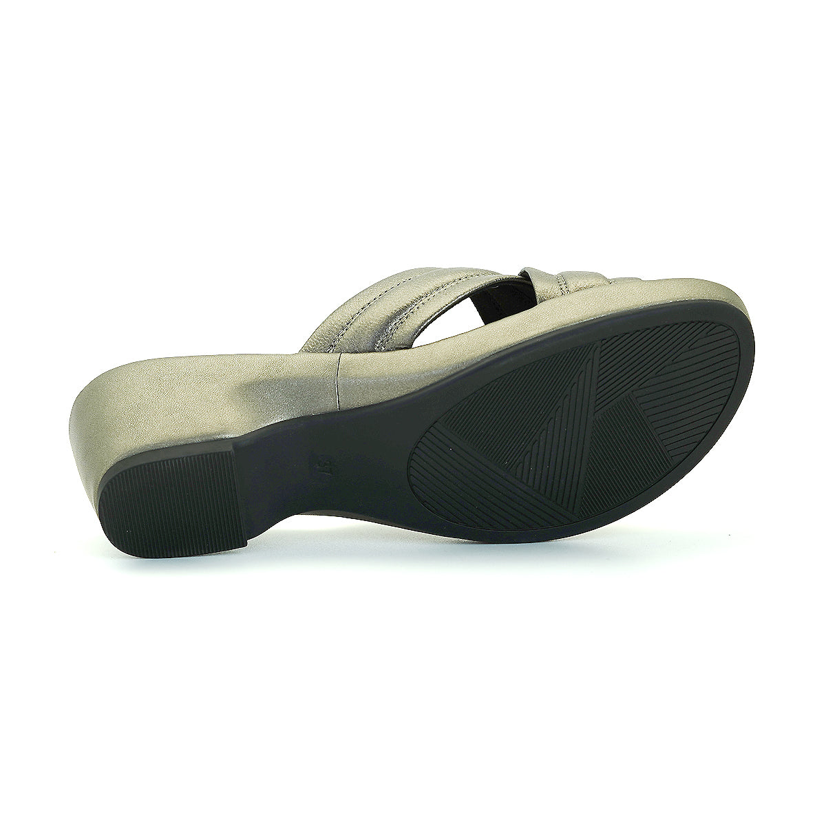 ស្បែកជើងនារី Pierre Cardin ស្បែកជើងប៉ាតាសុខភាព ទន់ស្រួលពាក់ ផលិតពីស្បែកសុទ្ធ ប្រផេះ ម៉ូដែល 53BS151 