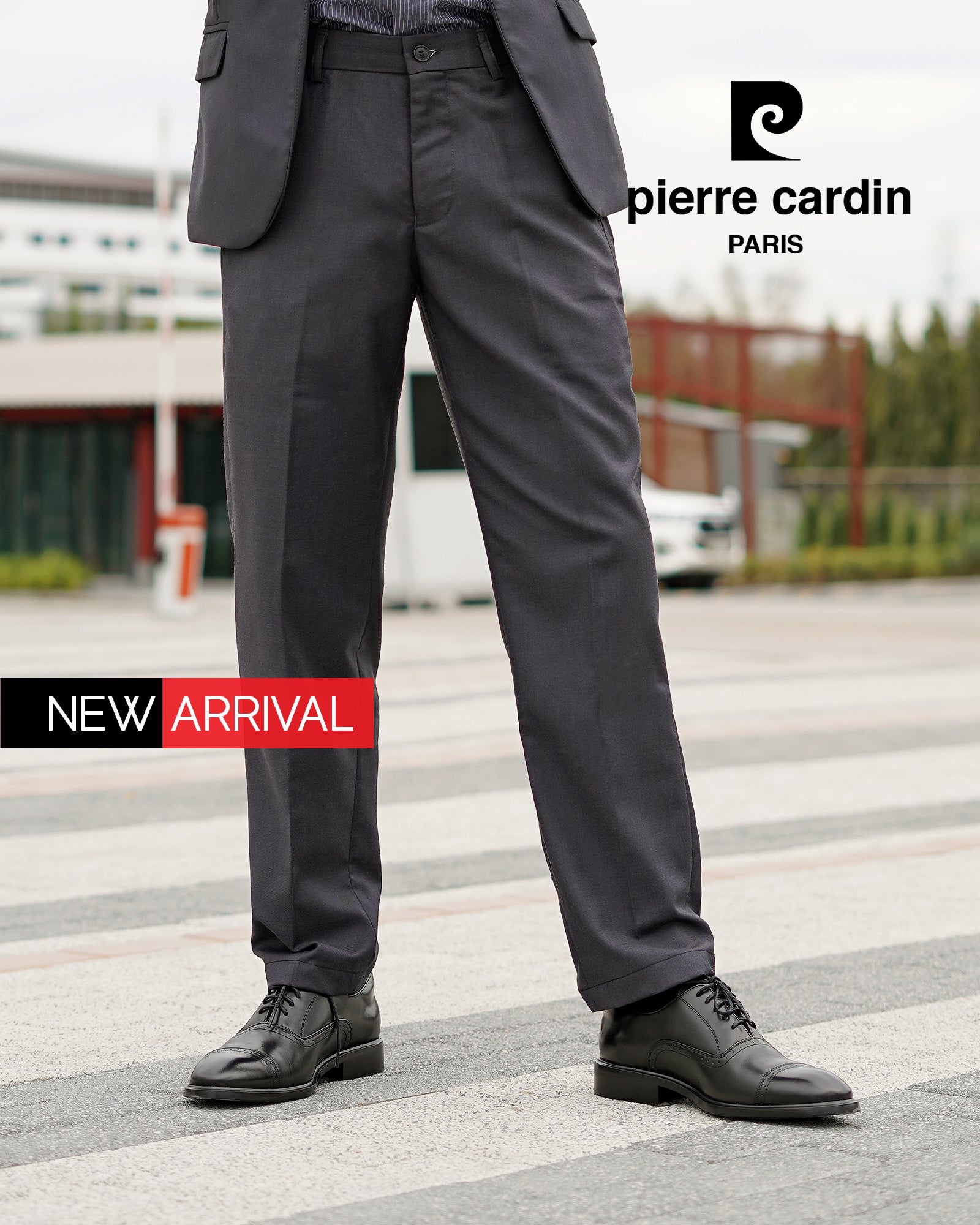 ស្បែកជើងបុរស Pierre Cardin ស្បែកជើងស្បែកក្រណាត់ ទន់ស្រួលពាក់ ផលិតពីស្បែកខ្មៅពិត ម៉ូដែល 80TD122 