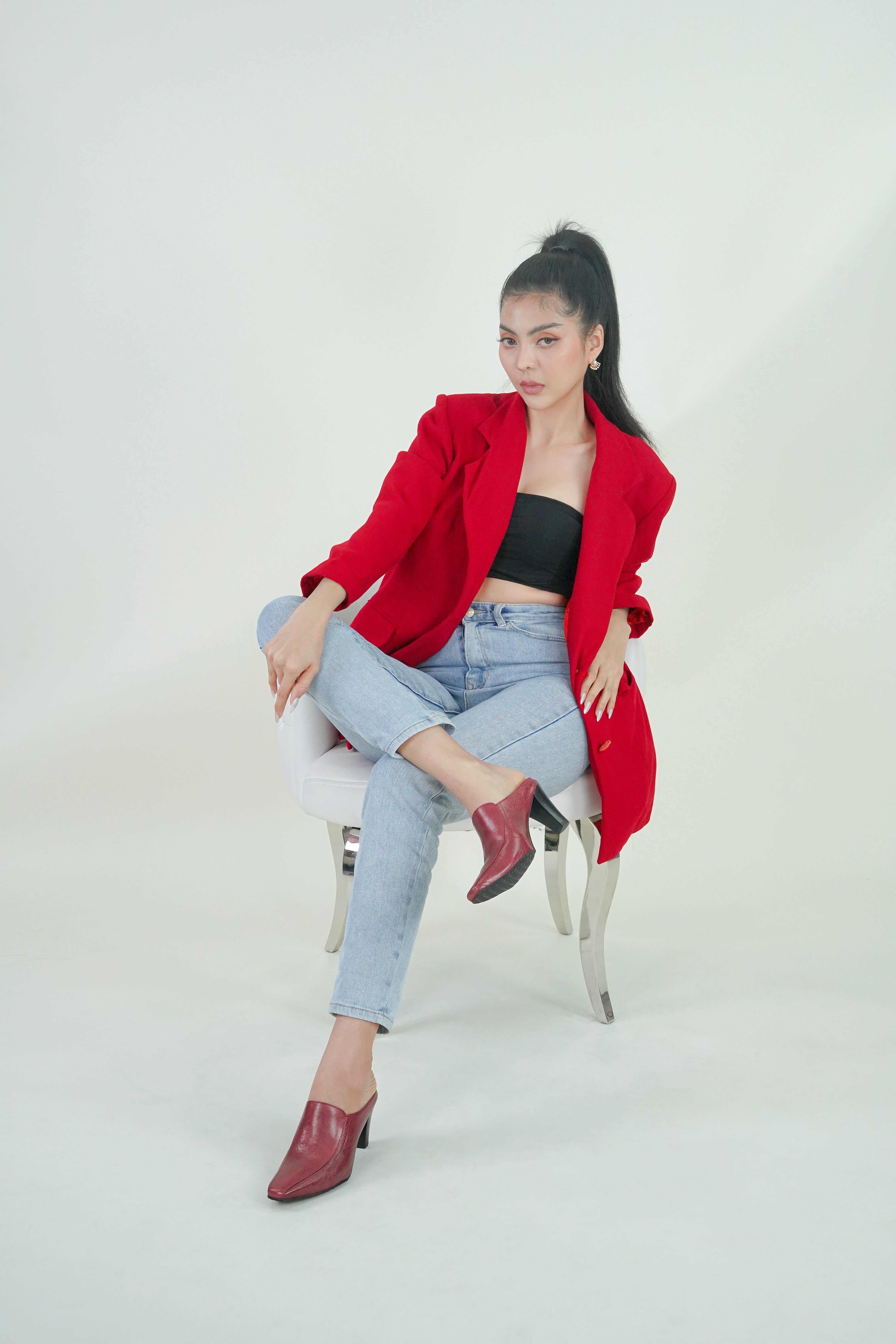 Pierre Cardin Muse ស្បែកជើងកែងខ្ពស់ពណ៌ក្រហម ម៉ូដែល 23SC302